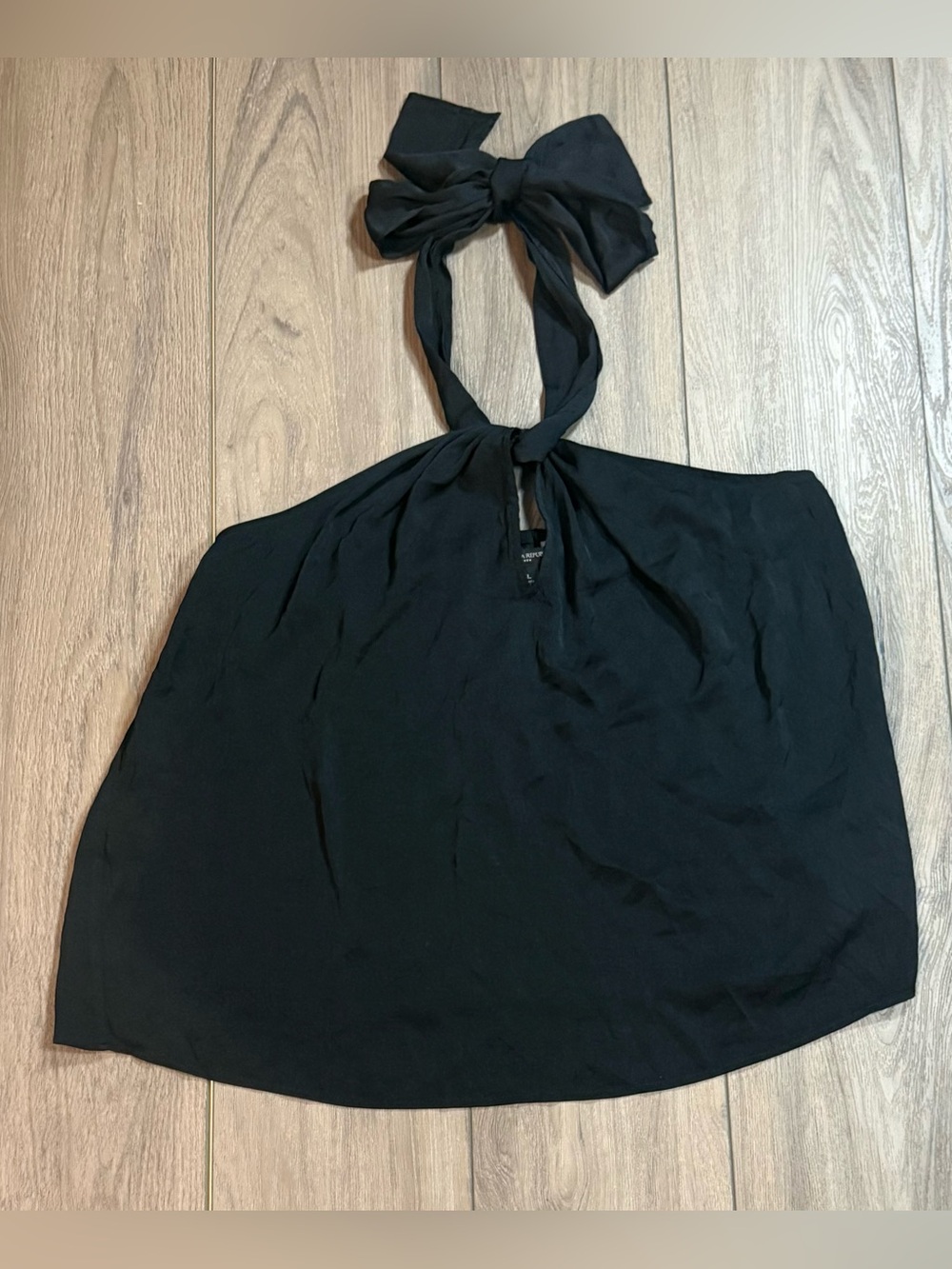 Banana Republic Silky Black Halter Tie-Neck Top